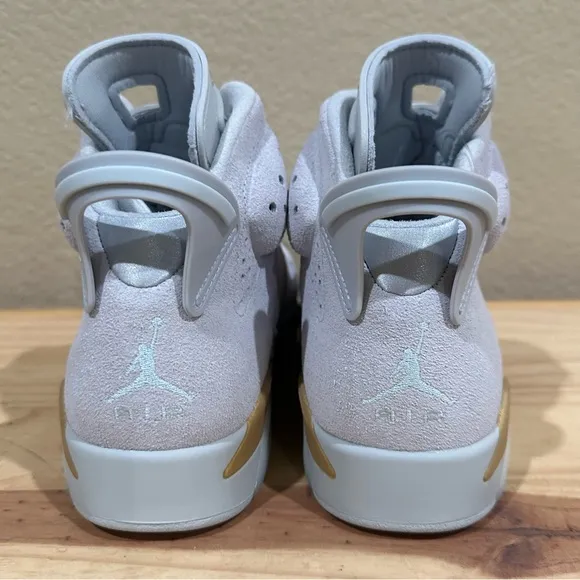 Jordan 6 Retro Women's Size 7 Grey Gold iced Suede Shoes DQ4914 074