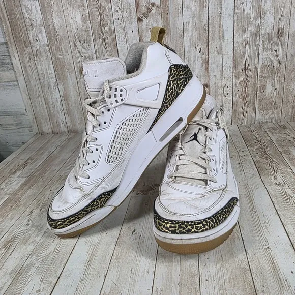 Jordan Spizike Low White Gold Accent Sneakers Shoes Mens Size 14