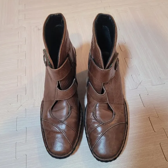 Josef Seibel Brown Leather Calla Heeled Boots Size 37 / 6.5