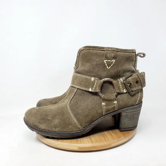 Josef Seibel Boots Women 42 Brown Suede Moto Boho Ankle Harness Ring Buckle Shoe