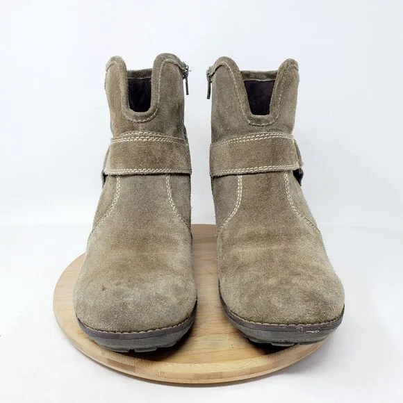 Josef Seibel Boots Women 42 Brown Suede Moto Boho Ankle Harness Ring Buckle Shoe