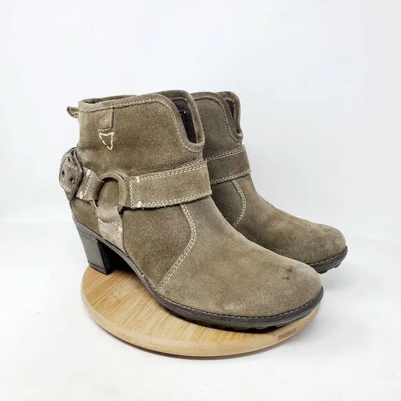 Josef Seibel Boots Women 42 Brown Suede Moto Boho Ankle Harness Ring Buckle Shoe