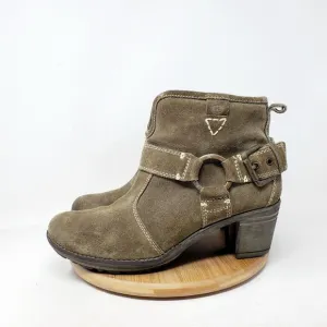 Josef Seibel Boots Women 42 Brown Suede Moto Boho Ankle Harness Ring Buckle Shoe