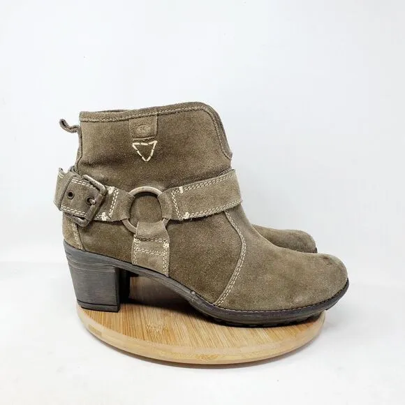 Josef Seibel Boots Women 42 Brown Suede Moto Boho Ankle Harness Ring Buckle Shoe