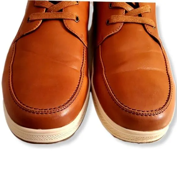 Jousen Men Brown Leather Chukka Ankle Boots 10.5 Lace Up Classic Preppy Casual