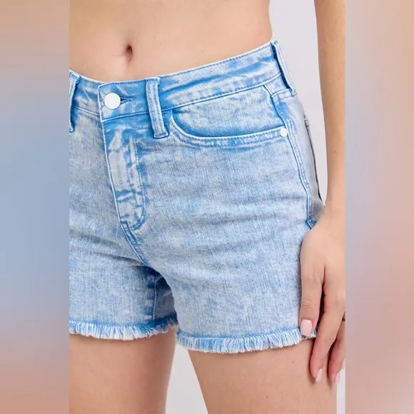 Judy Blue Full Size Mid Rise Garment Dyed Denim Shorts Plus Size