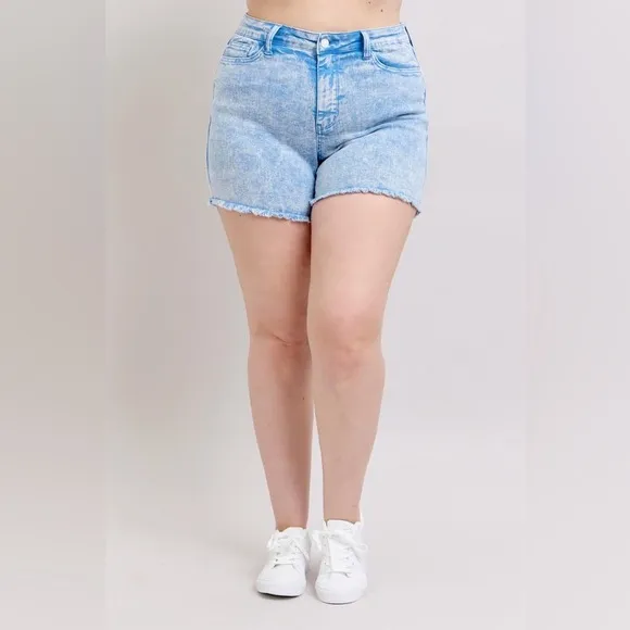 Judy Blue Full Size Mid Rise Garment Dyed Denim Shorts Plus Size