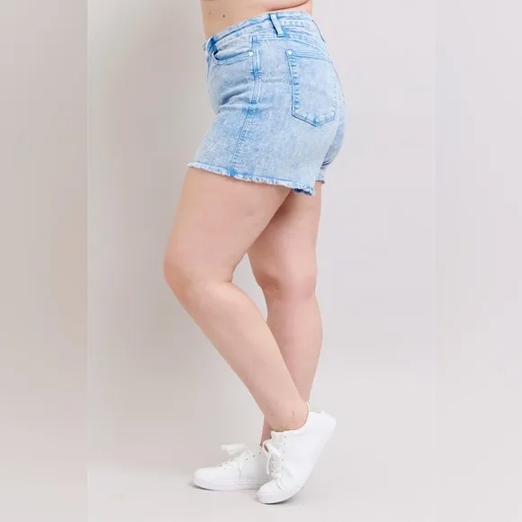 Judy Blue Full Size Mid Rise Garment Dyed Denim Shorts Plus Size