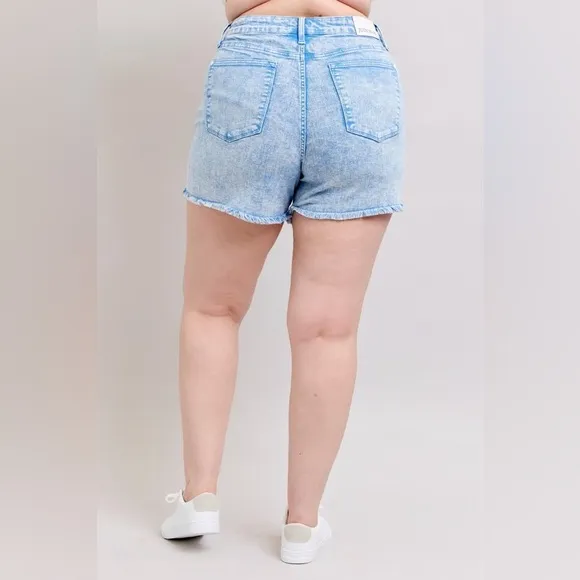 Judy Blue Full Size Mid Rise Garment Dyed Denim Shorts Plus Size