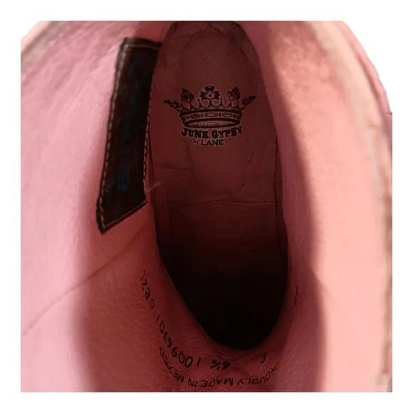 Junk Gypsy Lane Spitfire Anke Boot Fringe Rose Pink Leather Boho Cowgirl 6.5