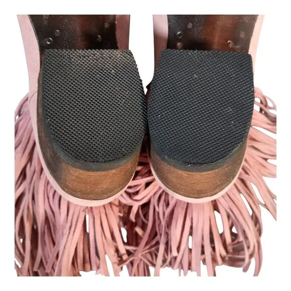 Junk Gypsy Lane Spitfire Anke Boot Fringe Rose Pink Leather Boho Cowgirl 6.5