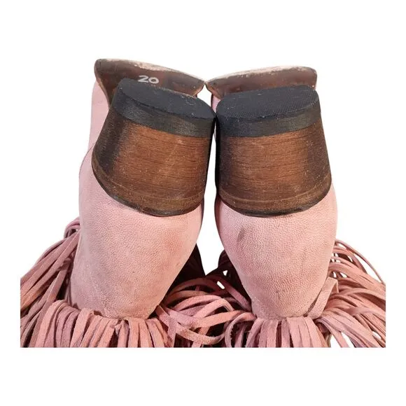 Junk Gypsy Lane Spitfire Anke Boot Fringe Rose Pink Leather Boho Cowgirl 6.5