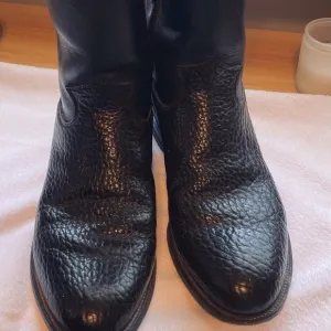 Justin 3187 Bull Hide Leather Mens Size 9 E Black Vintage Roper Boots