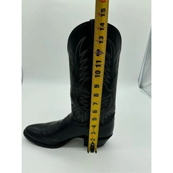 Justin Boots Style 2041 Black Cowboy Boots Western Leather Vintage Sz 9.5D