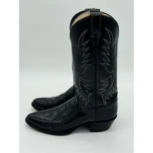Justin Boots Style 2041 Black Cowboy Boots Western Leather Vintage Sz 9.5D