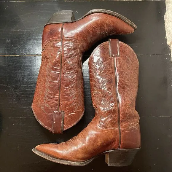 Justin Boots Women’s Size 6.5 B Western Cowgirl Brown Leather Pointed Toe L4606