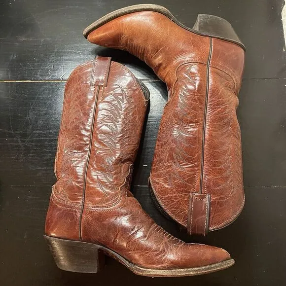 Justin Boots Women’s Size 6.5 B Western Cowgirl Brown Leather Pointed Toe L4606
