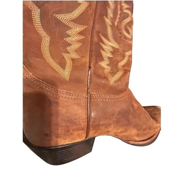 Justin boots womens tan leather embroidered L4966 western Gypsy cowgirl boot 10B