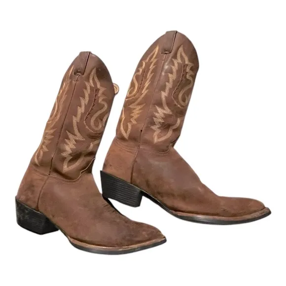 Justin boots womens tan leather embroidered L4966 western Gypsy cowgirl boot 10B