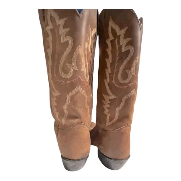 Justin boots womens tan leather embroidered L4966 western Gypsy cowgirl boot 10B