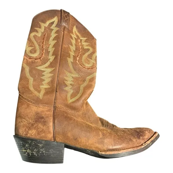 Justin boots womens tan leather embroidered L4966 western Gypsy cowgirl boot 10B