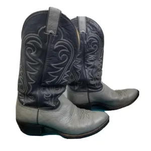 Justin Cowboy Boots Mens Size 9 D Wide Black Leather Vintage 8095