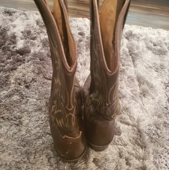 Justin Cowboy Vintage Western Brown Boots Size 9 D