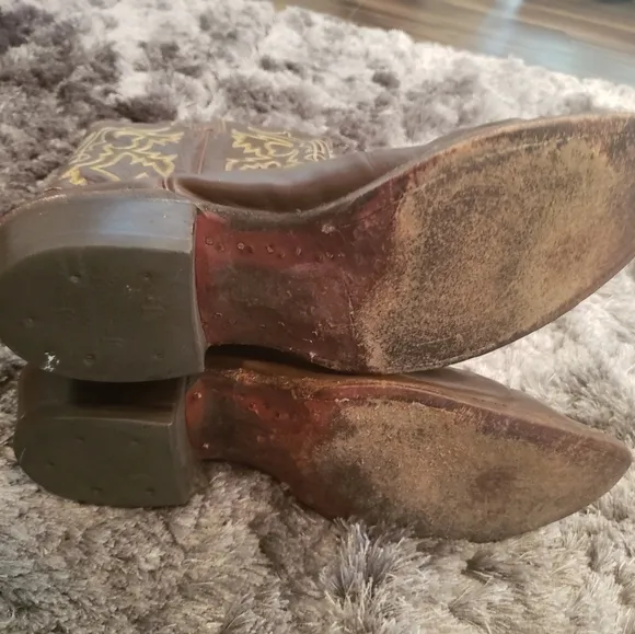 Justin Cowboy Vintage Western Brown Boots Size 9 D