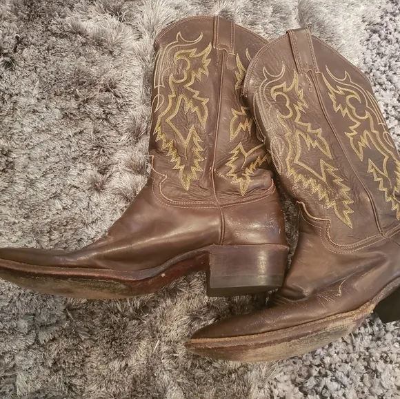 Justin Cowboy Vintage Western Brown Boots Size 9 D