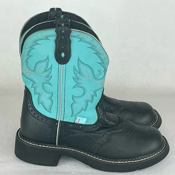 Justin Gypsy Gemma Western Boots Women’s 7.5B Black Turquoise Embroidered L9905