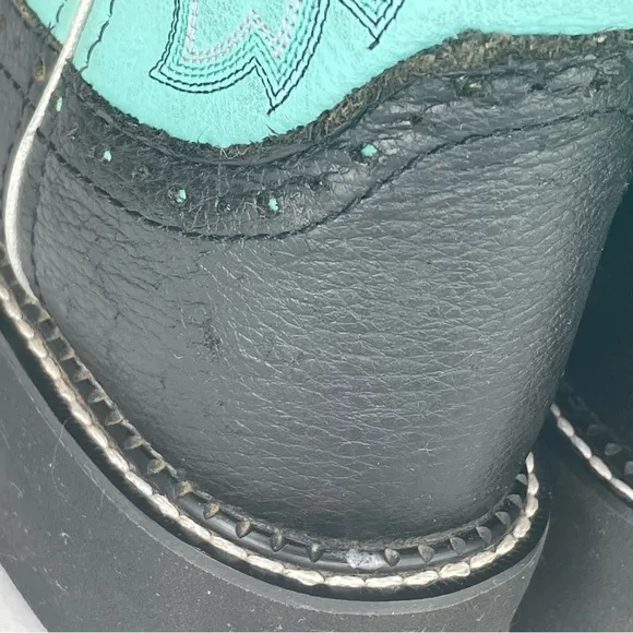 Justin Gypsy Gemma Western Boots Women’s 7.5B Black Turquoise Embroidered L9905