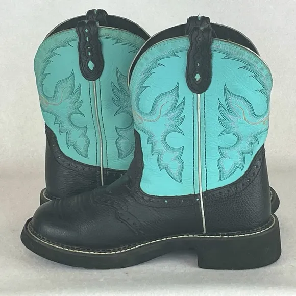 Justin Gypsy Gemma Western Boots Women’s 7.5B Black Turquoise Embroidered L9905