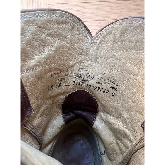 Justin men’s vintage brown roper western cowboy marbled leather boots. Sz 9 EE