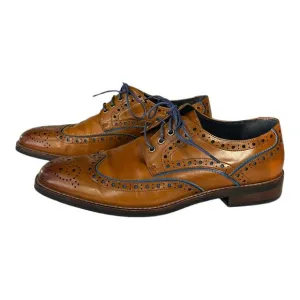 Justin Reess Simon Lace Up Leather Brogue Shoes Brown Blue Accents Mens 46 US 13