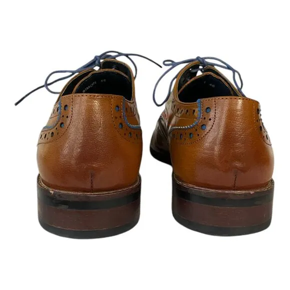 Justin Reess Simon Lace Up Leather Brogue Shoes Brown Blue Accents Mens 46 US 13