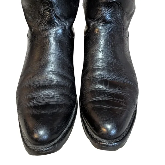 Justin Roper Black Cowboy Boots Size 6D Western