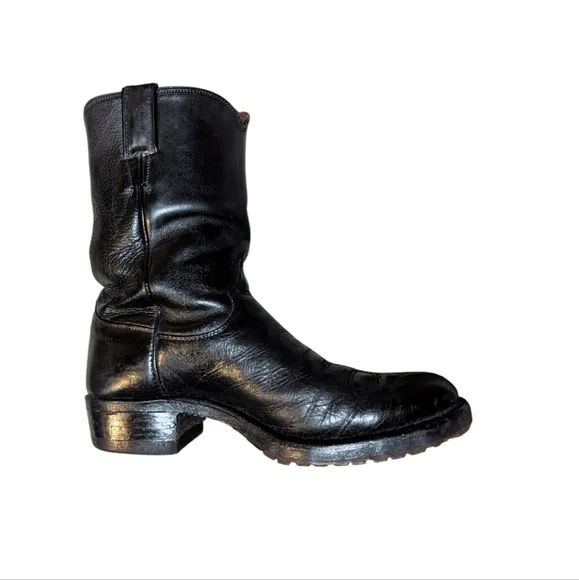 Justin Roper Black Cowboy Boots Size 6D Western