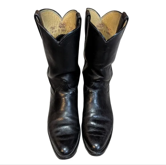 Justin Roper Black Cowboy Boots Size 6D Western