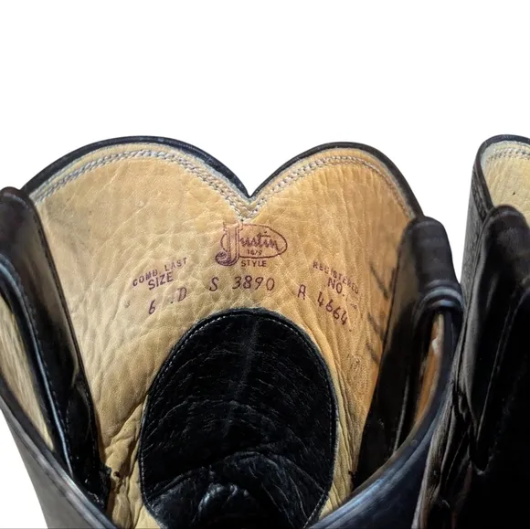 Justin Roper Black Cowboy Boots Size 6D Western