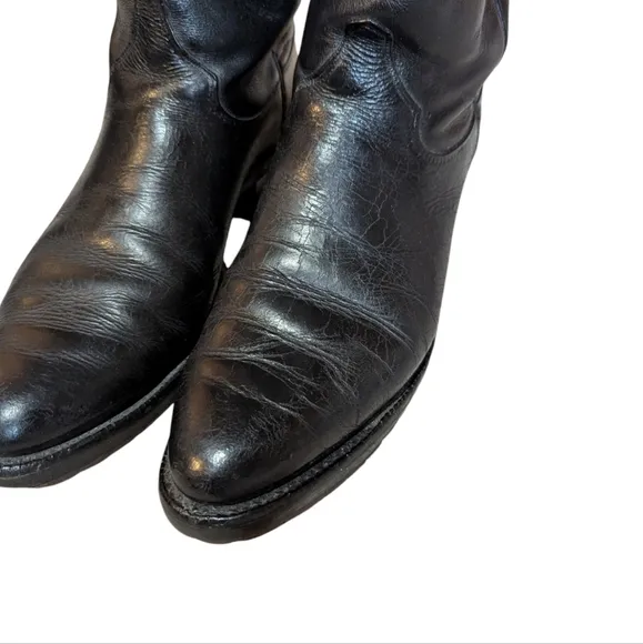 Justin Roper Black Cowboy Boots Size 6D Western