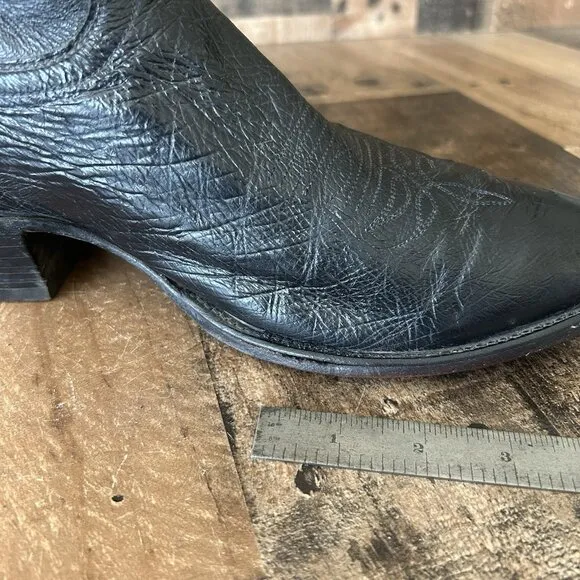 Justin Vintage 8740 Black Round Toe Ostrich Cowboy Boots Mens 11 D