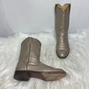 Justin Vintage Men's Matte Metallic Leather Cowboy Boots Sz 8C