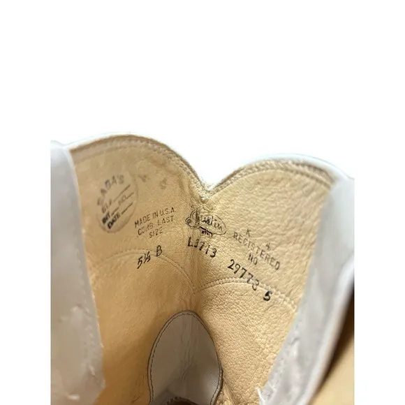 Justin Western Leather Boots White Pearl Women's Size 5.5 B Vintage Made in USA