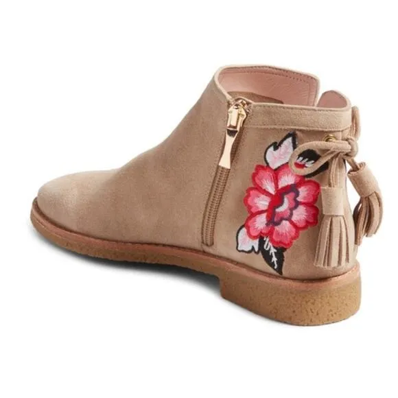 Kate Spade Belleville Suede Boho Embroidered Ankle Boots sz 8.5 NWOT