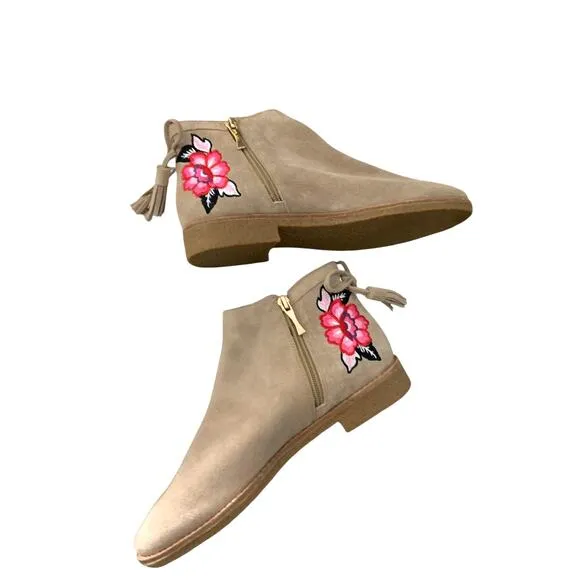 Kate Spade Belleville Suede Boho Embroidered Ankle Boots sz 8.5 NWOT