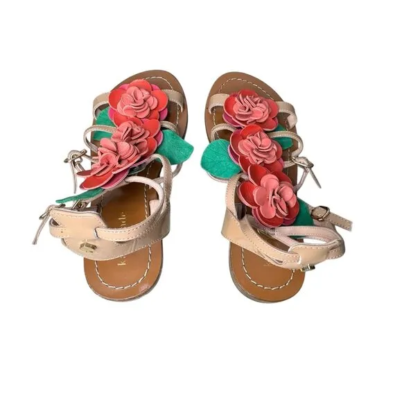 Kate Spade New York Columbus Flower Sandals Womens 6 Pink Leather Gladiator Boho