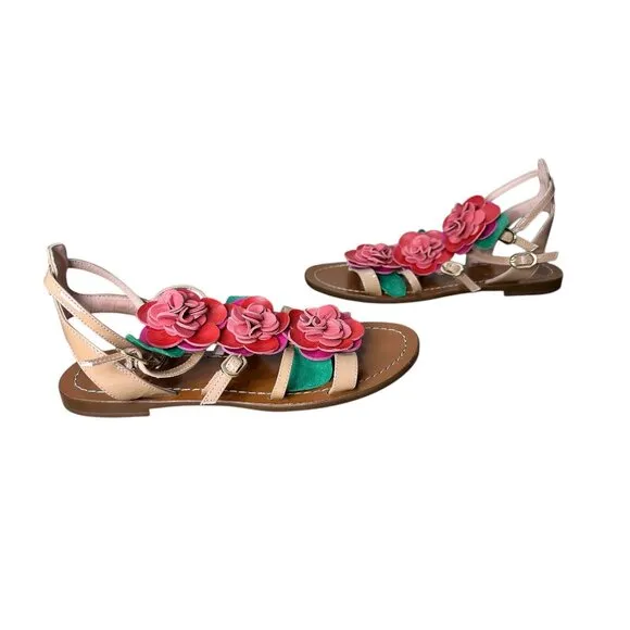Kate Spade New York Columbus Flower Sandals Womens 6 Pink Leather Gladiator Boho