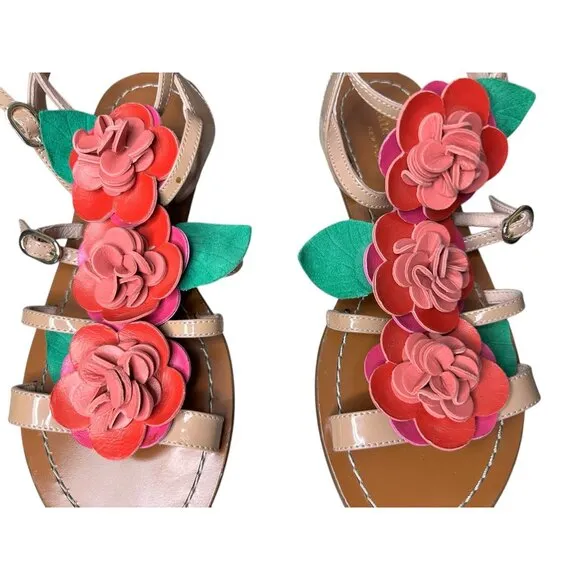 Kate Spade New York Columbus Flower Sandals Womens 6 Pink Leather Gladiator Boho