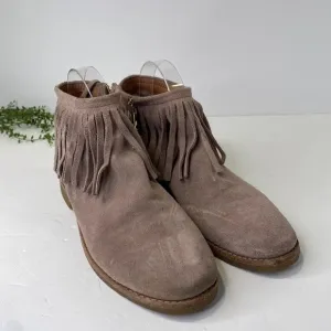 Kate Spade New York Fringe Ankle Boots Size 8.5 Taupe Tan Fringe Boho Bootie