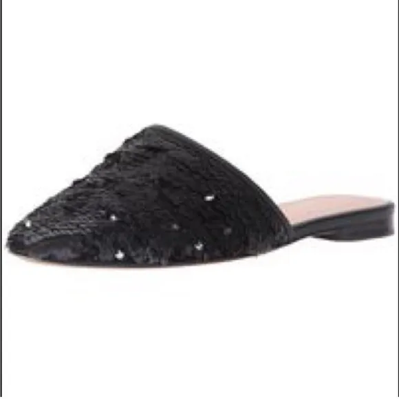 Kate Spade New York Metallic Two Way Black Silver Sequin Slip On Shoes “ Sz 8